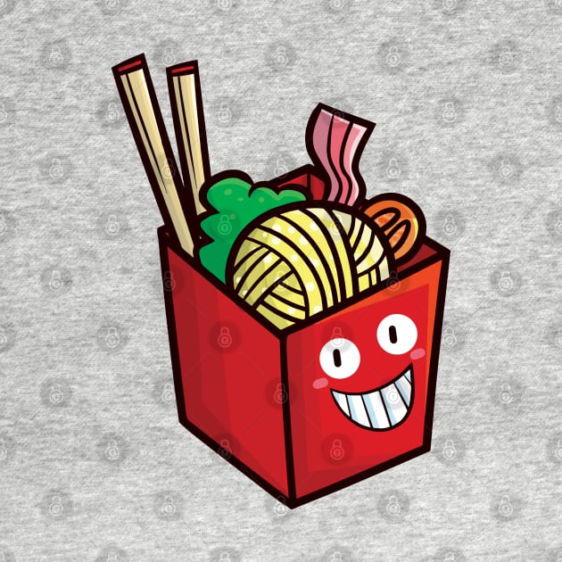 Cute udon noodle smiling by Jocularity Art